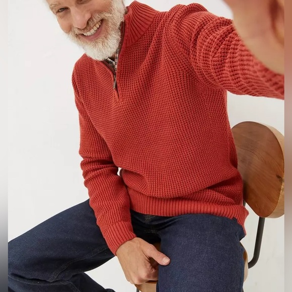 NWT - Fat Face Men's Waffle Knit Half Zip Neck Sweater - Size XL - Picture 3 of 12